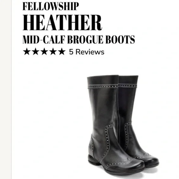 Fellowship Heather Mid-Calf Brogue Boots black woman’s 7.5 - Picture 1 of 1